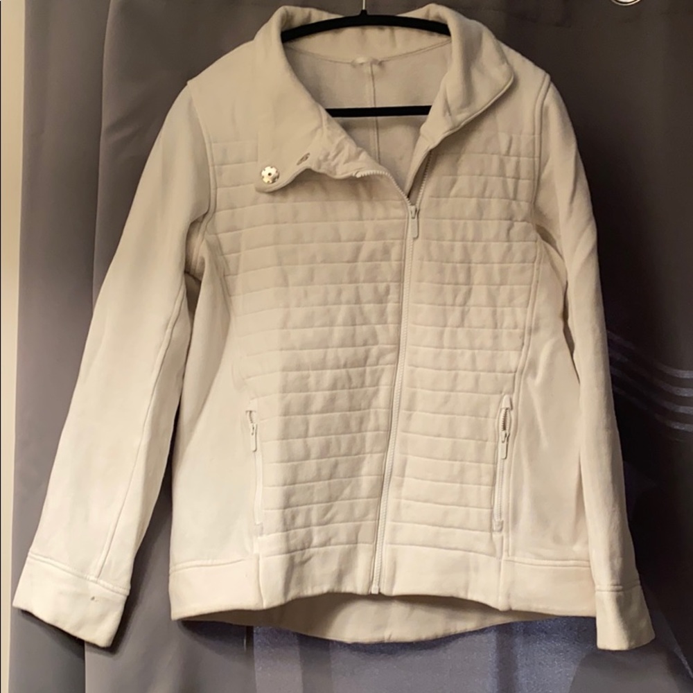 Lululemon white asymmetrical zip up sweater